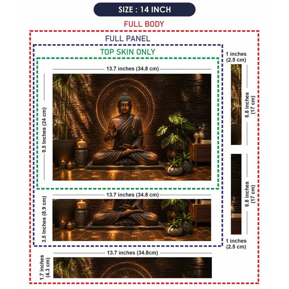 Spiritual Buddha Bronze Plants Mandala Laptop Skin - View 7