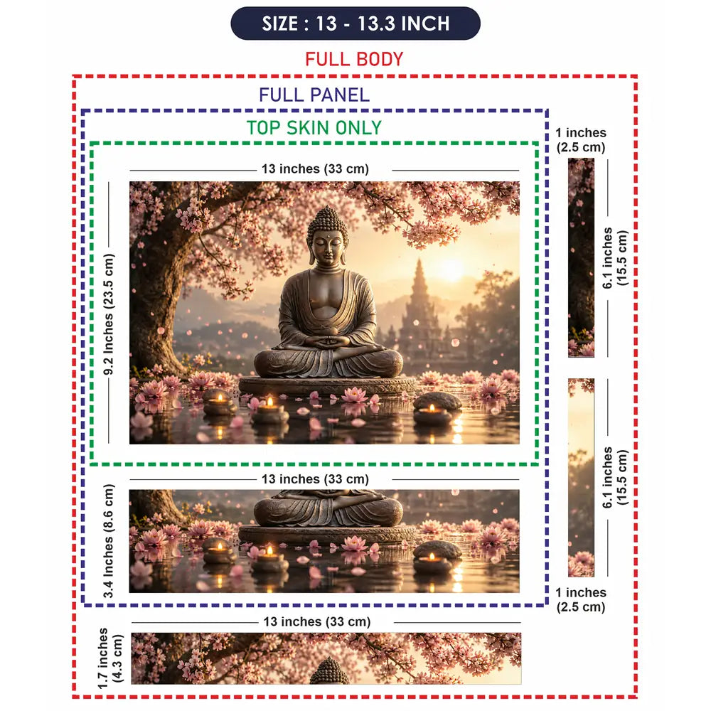 Spiritual Buddha Cherry Blossom Pagoda Laptop Skin - View 6