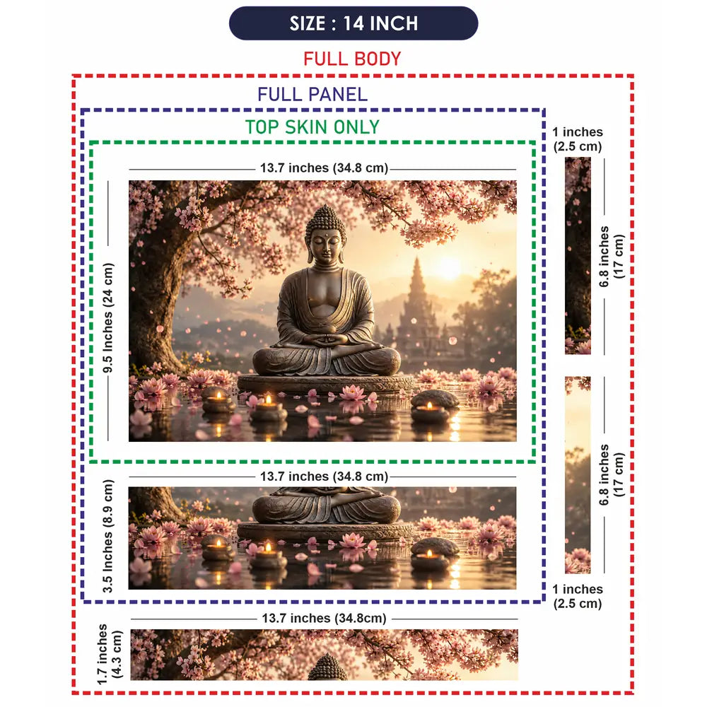 Spiritual Buddha Cherry Blossom Pagoda Laptop Skin - View 7