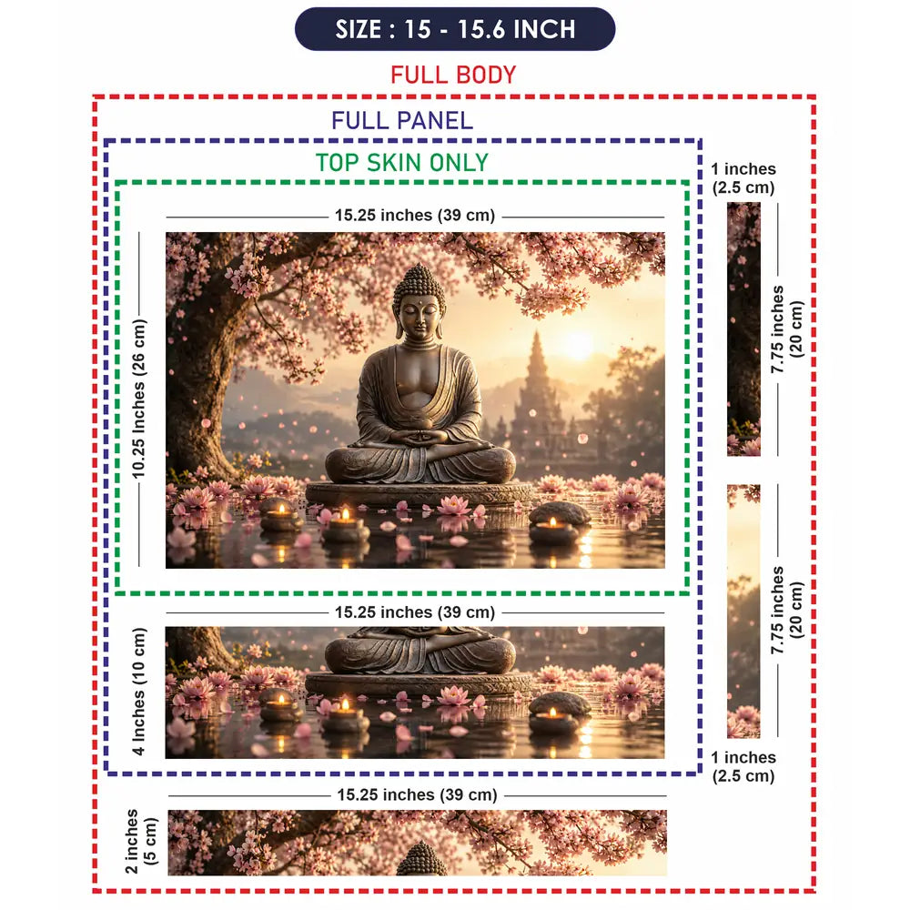 Spiritual Buddha Cherry Blossom Pagoda Laptop Skin - View 8