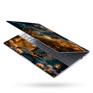 Spiritual Buddha Gold Blue Mandala Lotus Laptop Skin - View 3