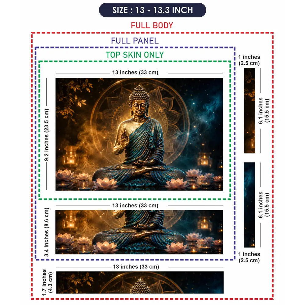 Spiritual Buddha Gold Blue Mandala Lotus Laptop Skin - View 6