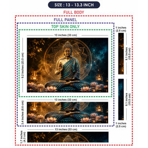 Spiritual Buddha Gold Blue Mandala Lotus Laptop Skin - View 6