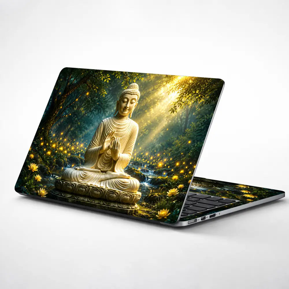 Spiritual Buddha Gold Forest Laptop Skin - View 1