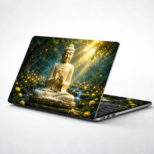 Spiritual Buddha Gold Forest Laptop Skin - View 1
