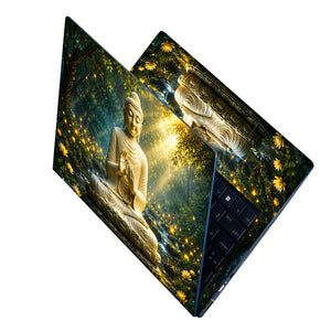 Spiritual Buddha Gold Forest Laptop Skin - View 2