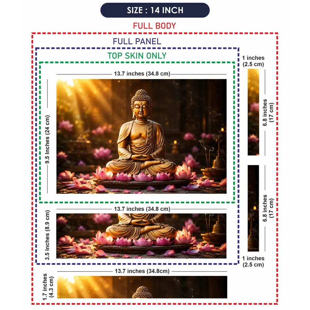 Spiritual Buddha Gold Lotus Sunrise Laptop Skin - View 7
