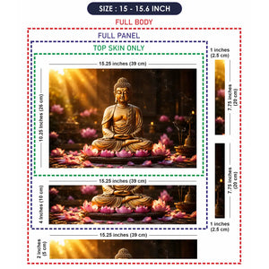 Spiritual Buddha Gold Lotus Sunrise Laptop Skin - View 8
