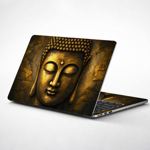 Spiritual Buddha Golden Face Close Up Wall Laptop Skin - View 1