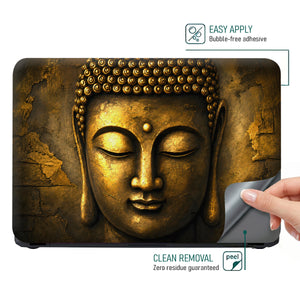 Spiritual Buddha Golden Face Close Up Wall Laptop Skin - View 4