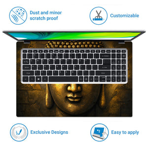 Spiritual Buddha Golden Face Close Up Wall Laptop Skin - View 5