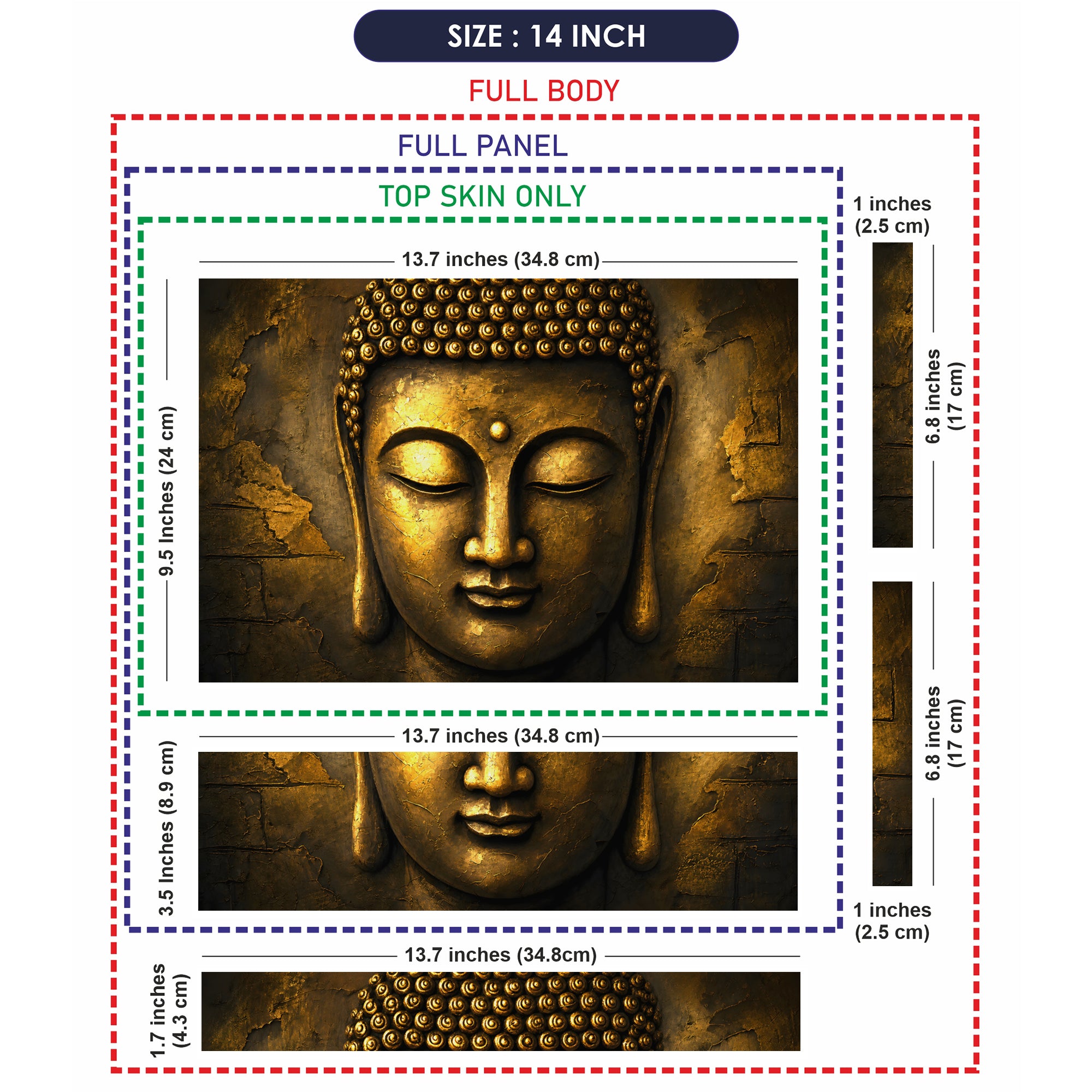 Spiritual Buddha Golden Face Close Up Wall Laptop Skin - View 7