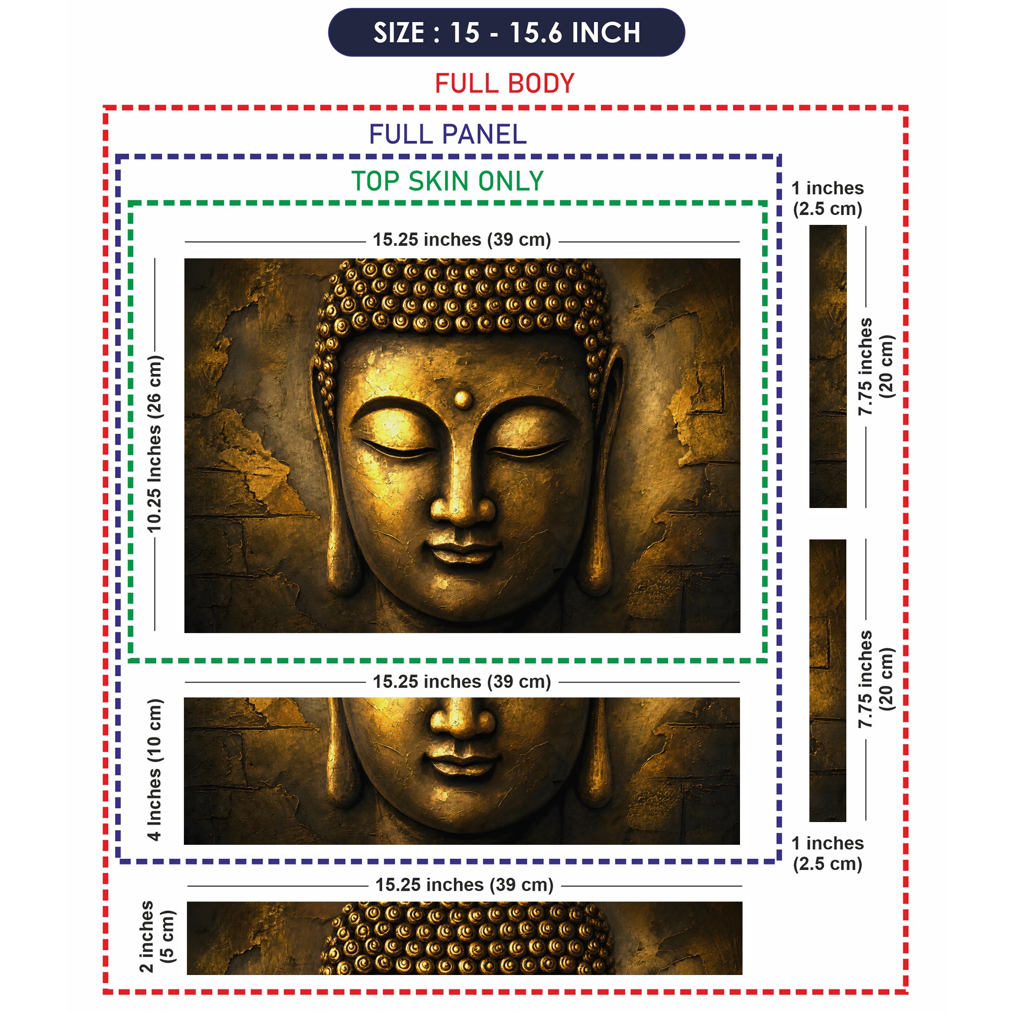 Spiritual Buddha Golden Face Close Up Wall Laptop Skin - View 8