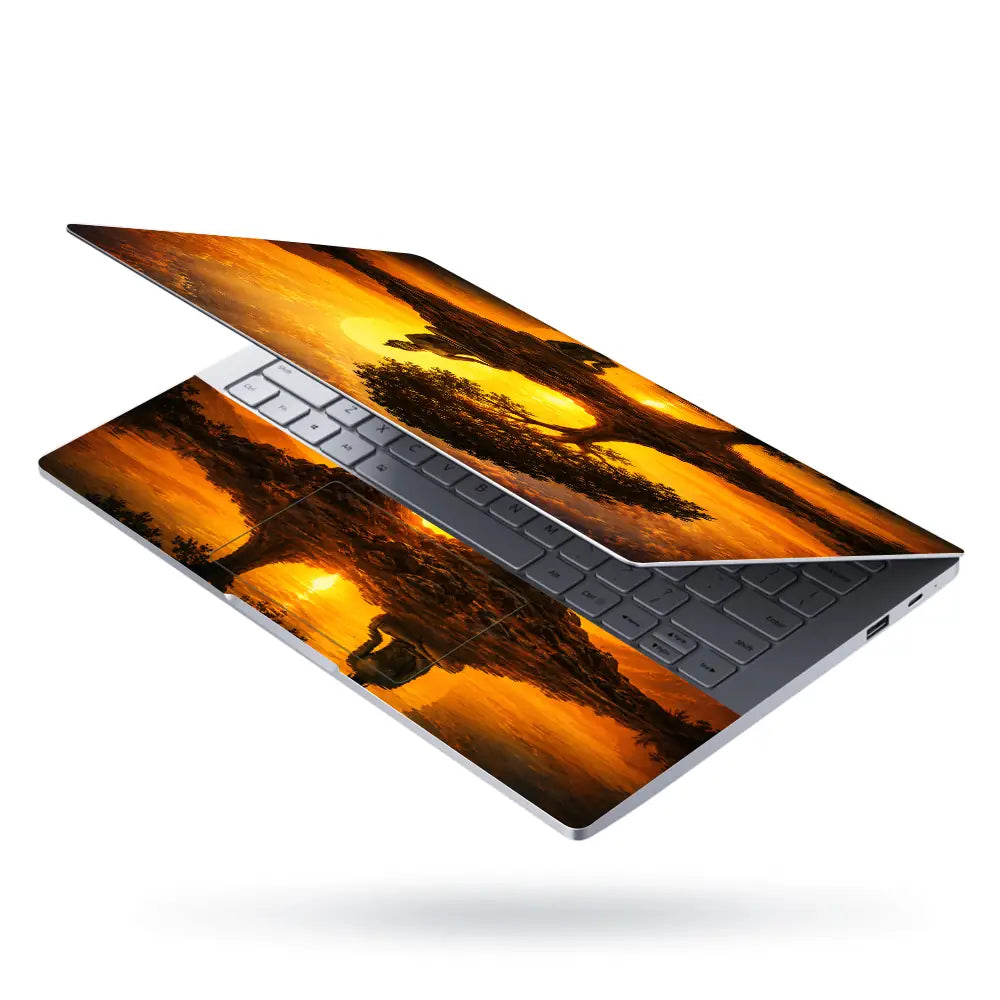 Spiritual Buddha Sunset Lake Reflection Laptop Skin - View 3