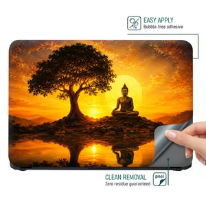 Spiritual Buddha Sunset Lake Reflection Laptop Skin - View 4