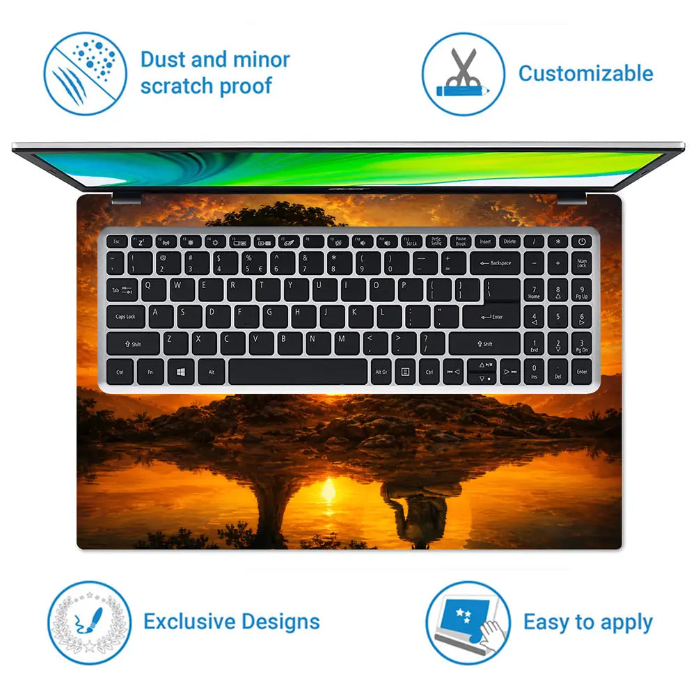 Spiritual Buddha Sunset Lake Reflection Laptop Skin - View 5