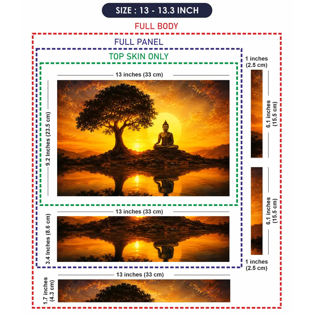 Spiritual Buddha Sunset Lake Reflection Laptop Skin - View 6