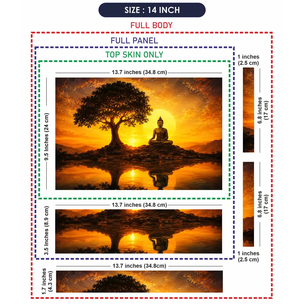 Spiritual Buddha Sunset Lake Reflection Laptop Skin - View 7