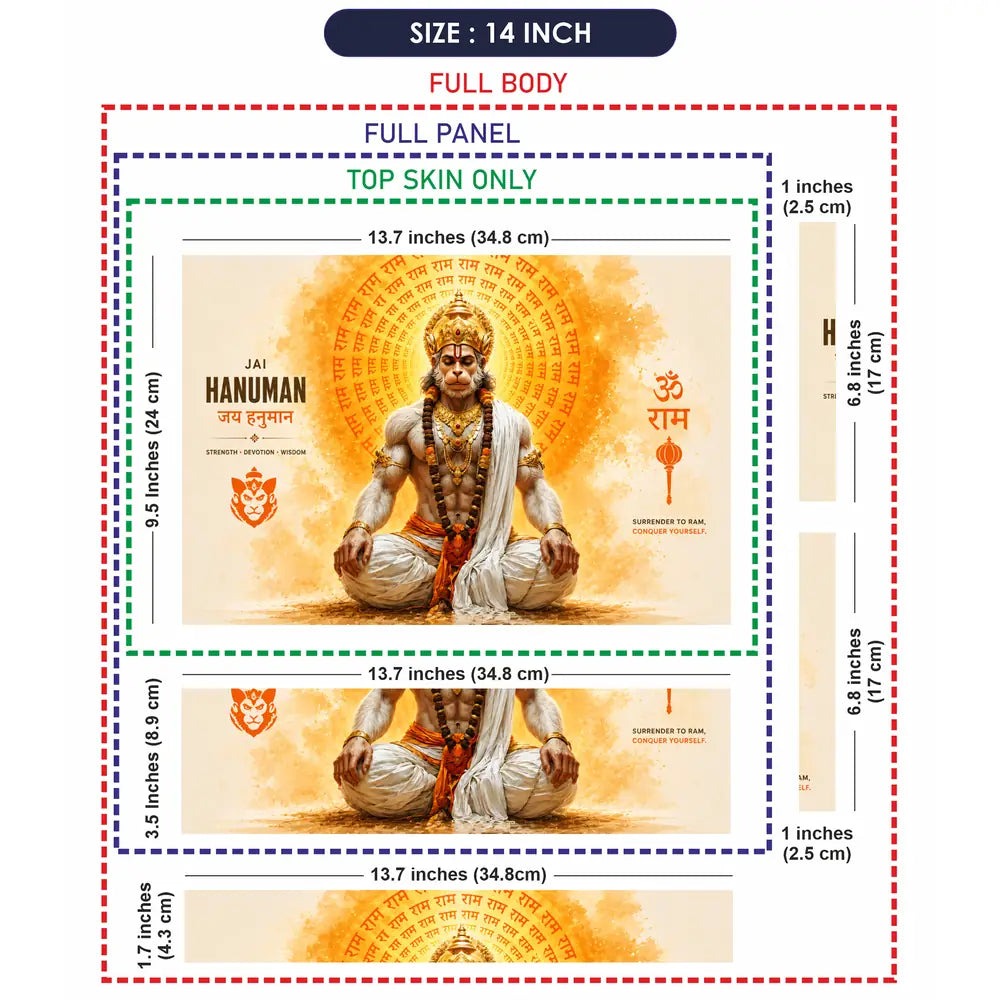 Spiritual Hindu Hanuman Jai Aura Meditation Laptop Skin - View 7