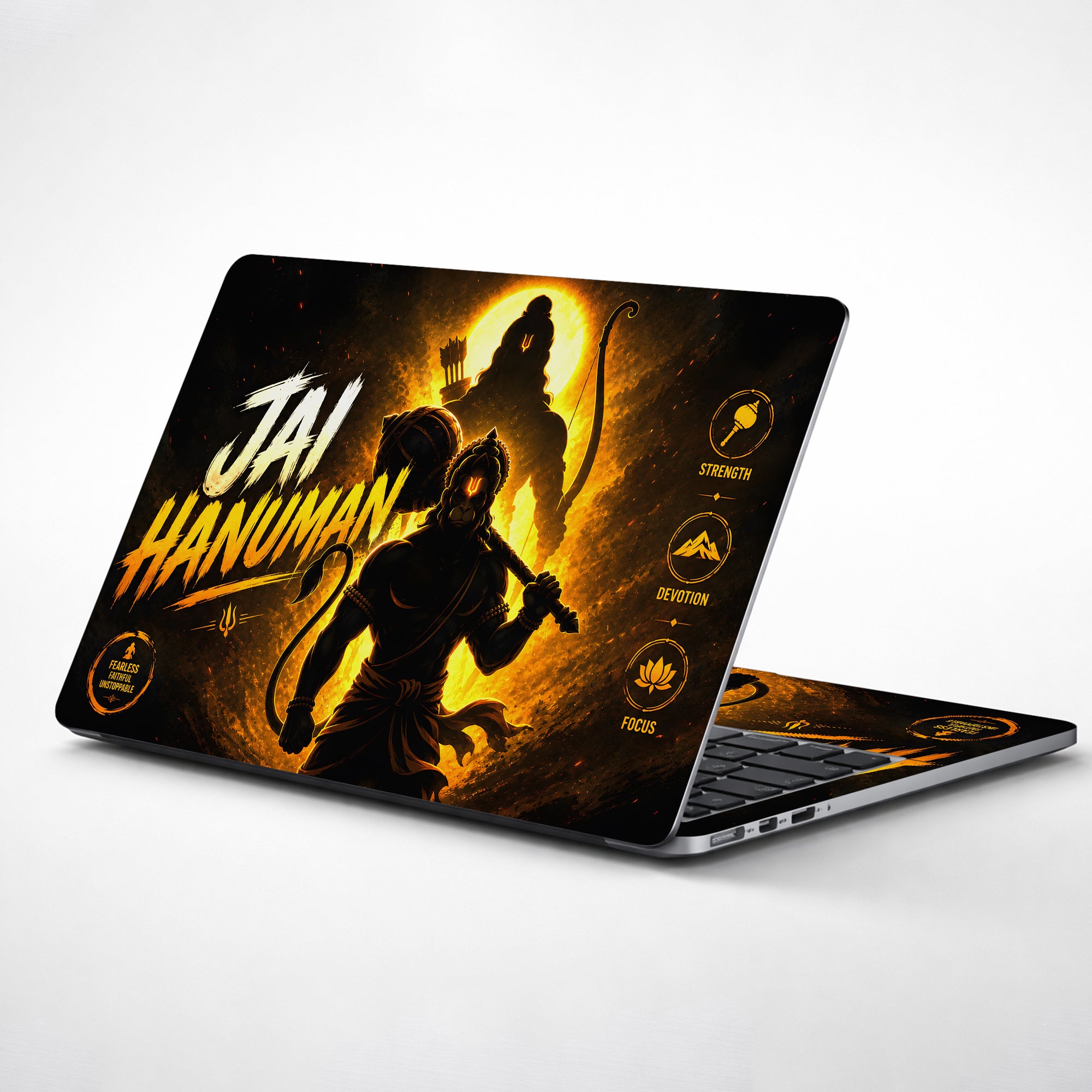 Spiritual Hindu Hanuman Jai Hanuman Ram Silhouette Laptop Skin - View 1
