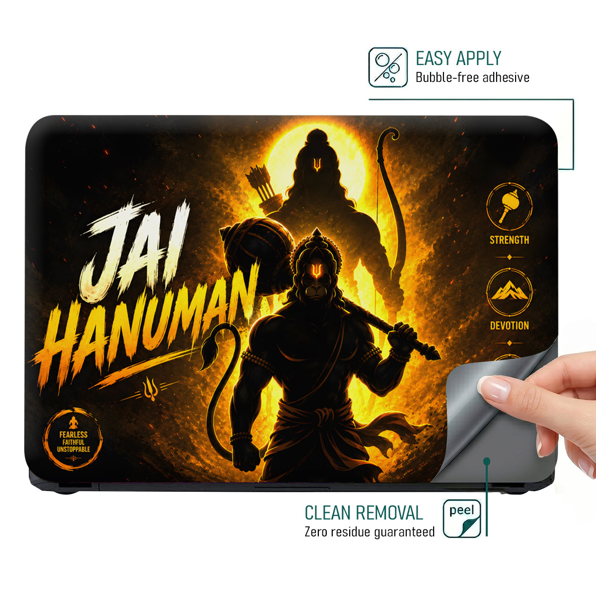 Spiritual Hindu Hanuman Jai Hanuman Ram Silhouette Laptop Skin - View 4