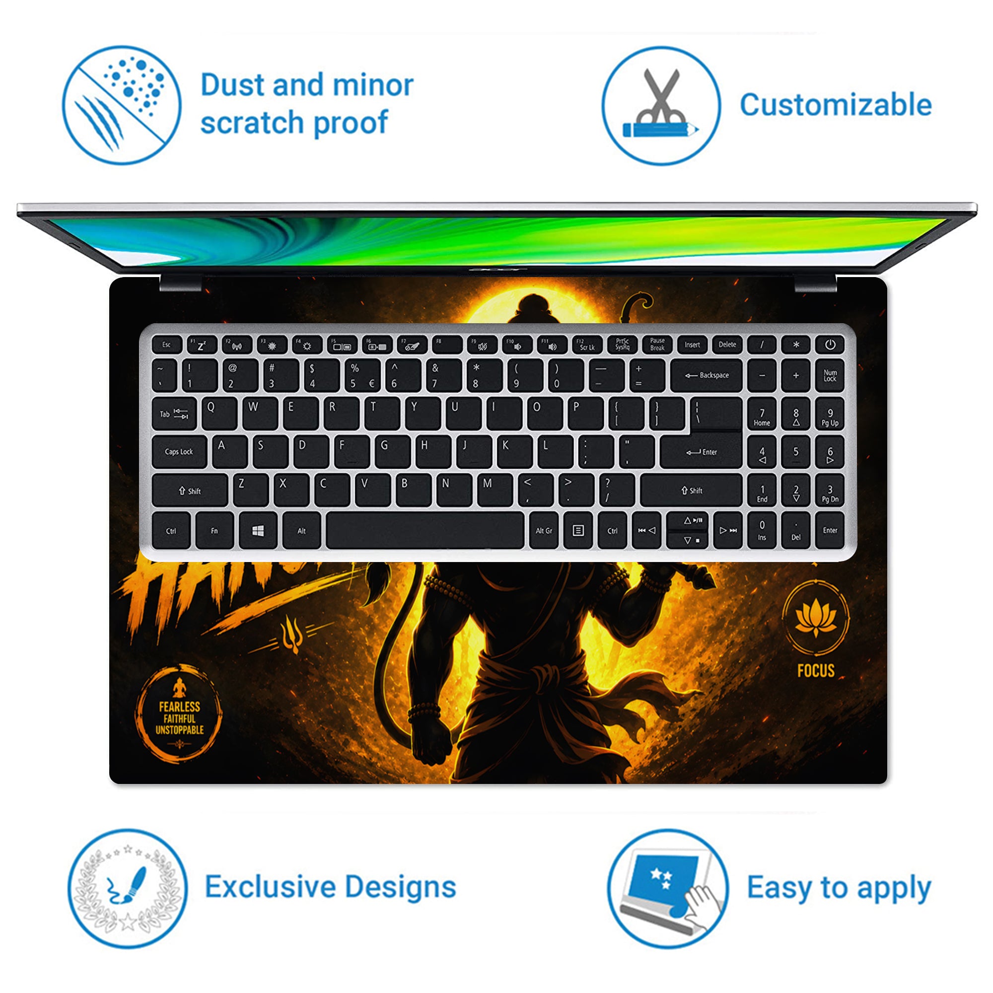 Spiritual Hindu Hanuman Jai Hanuman Ram Silhouette Laptop Skin - View 5