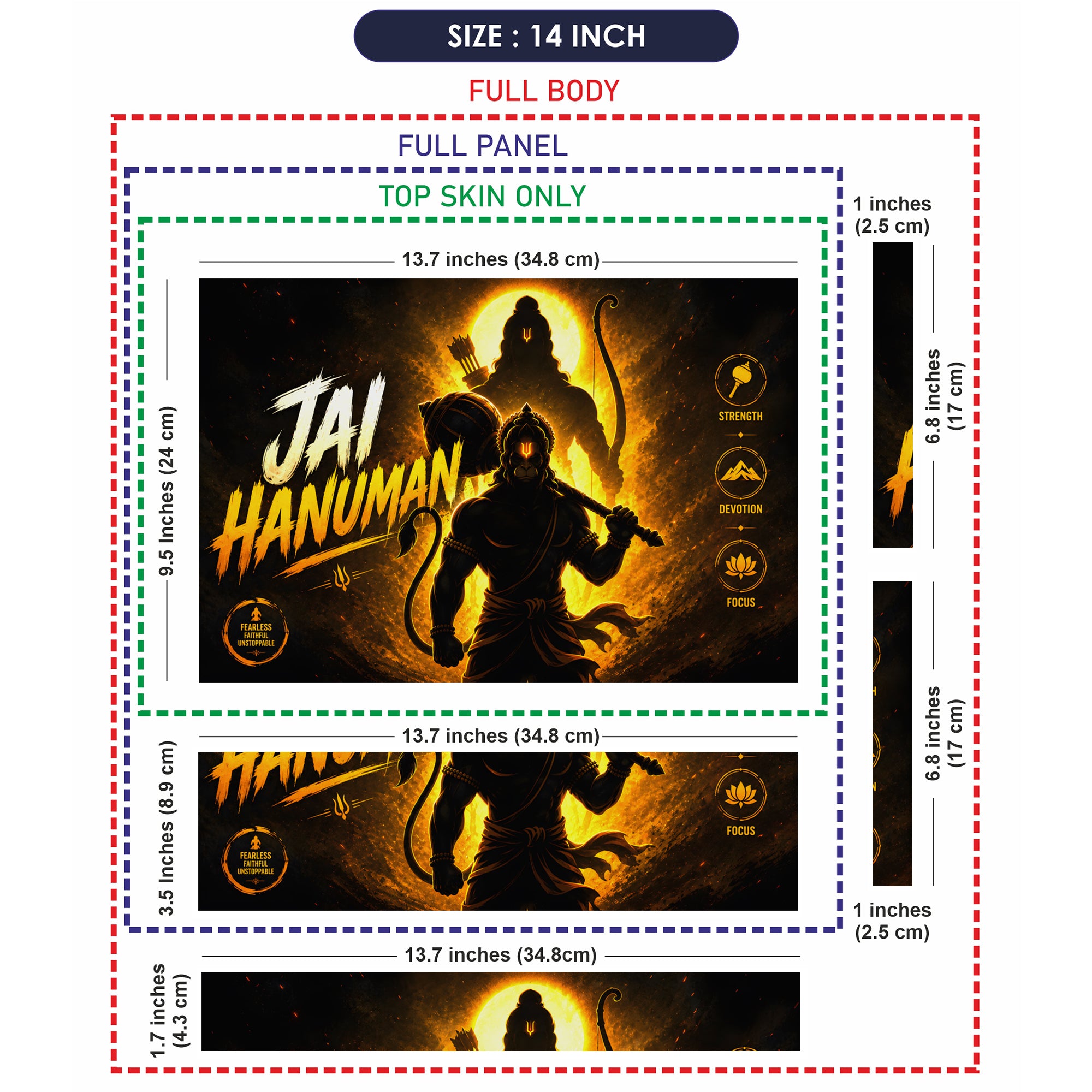 Spiritual Hindu Hanuman Jai Hanuman Ram Silhouette Laptop Skin - View 7