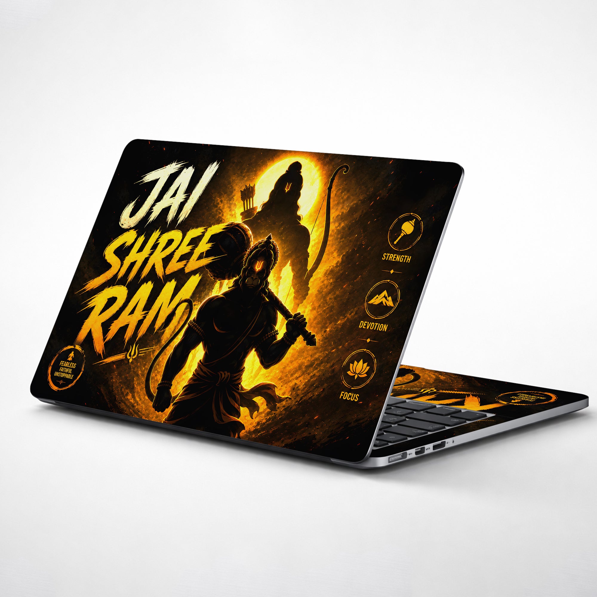 Spiritual Hindu Hanuman Jai Shree Ram Devotion Laptop Skin - View 1