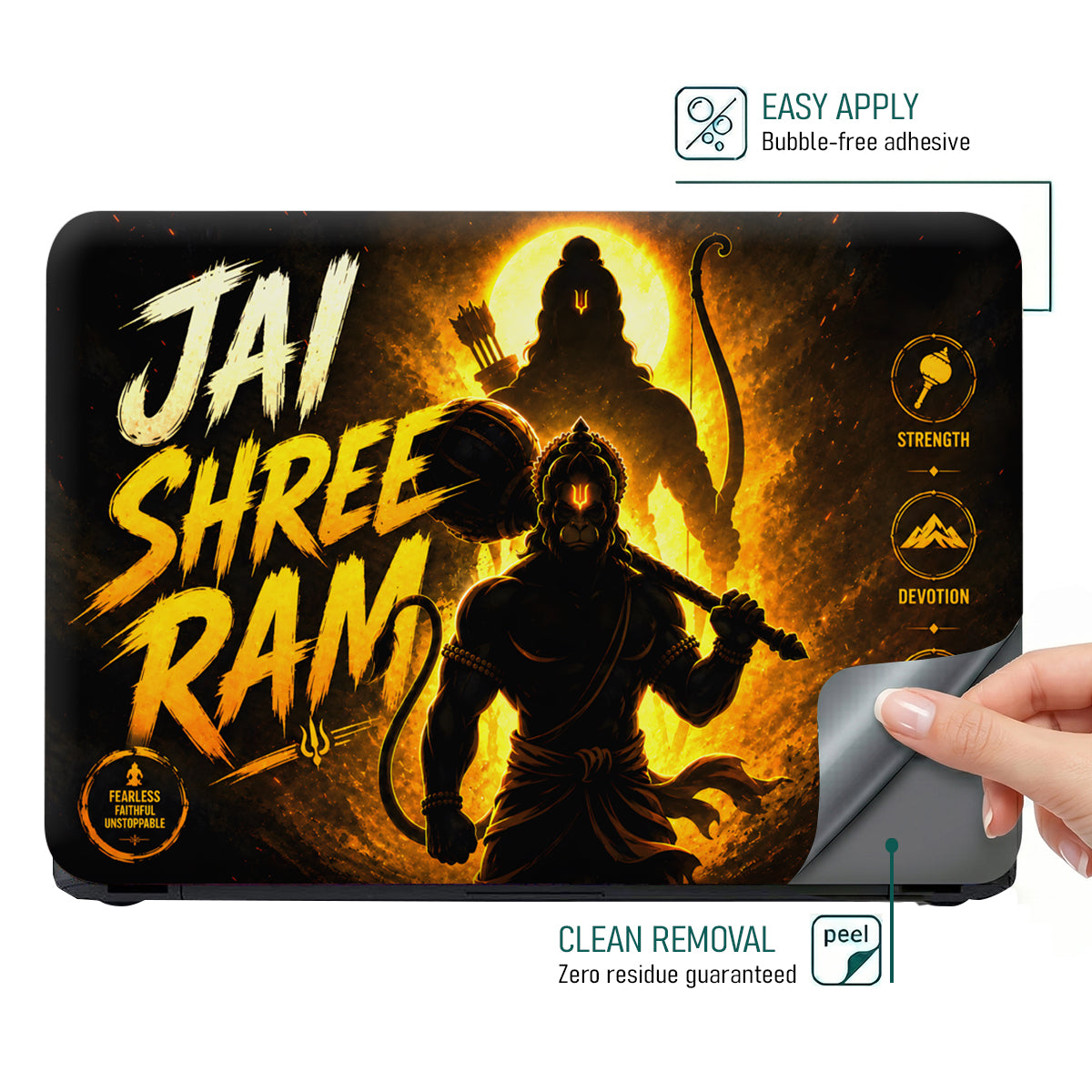 Spiritual Hindu Hanuman Jai Shree Ram Devotion Laptop Skin - View 4