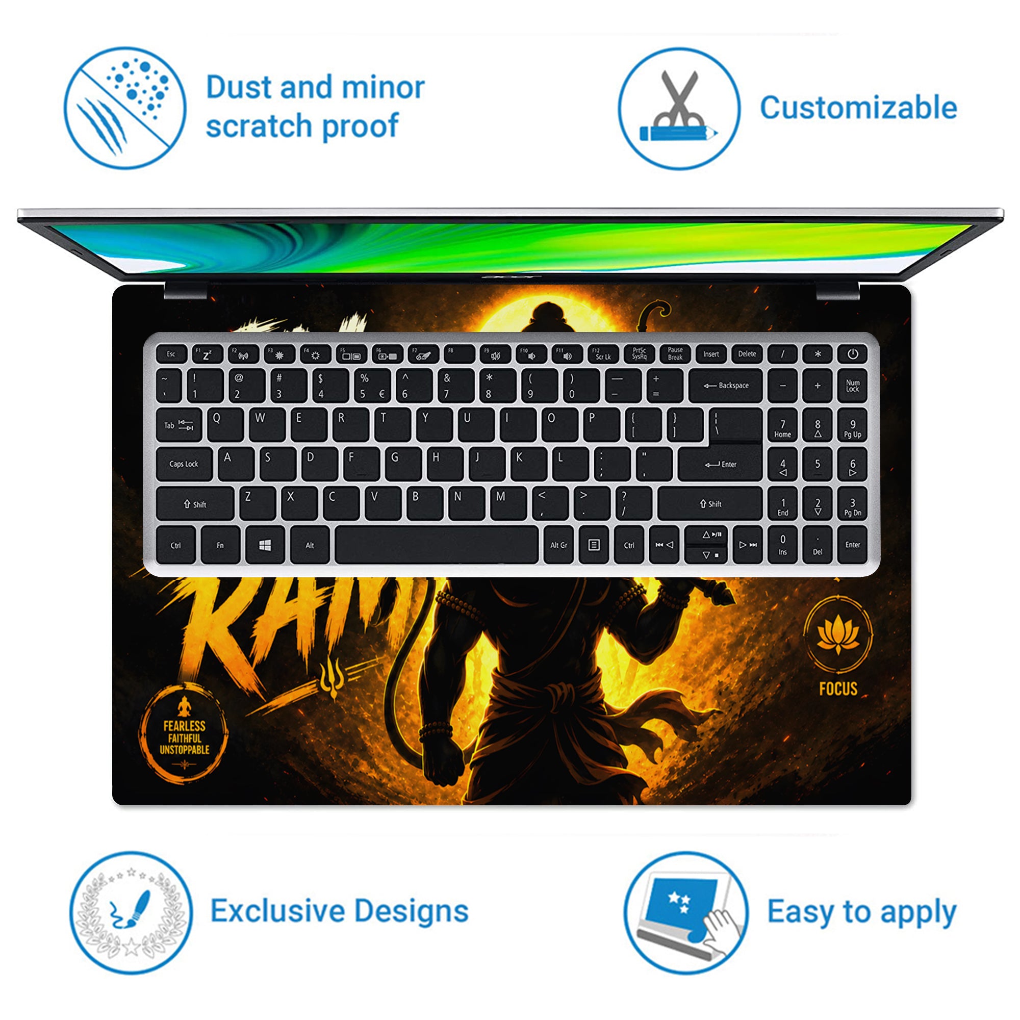 Spiritual Hindu Hanuman Jai Shree Ram Devotion Laptop Skin - View 5