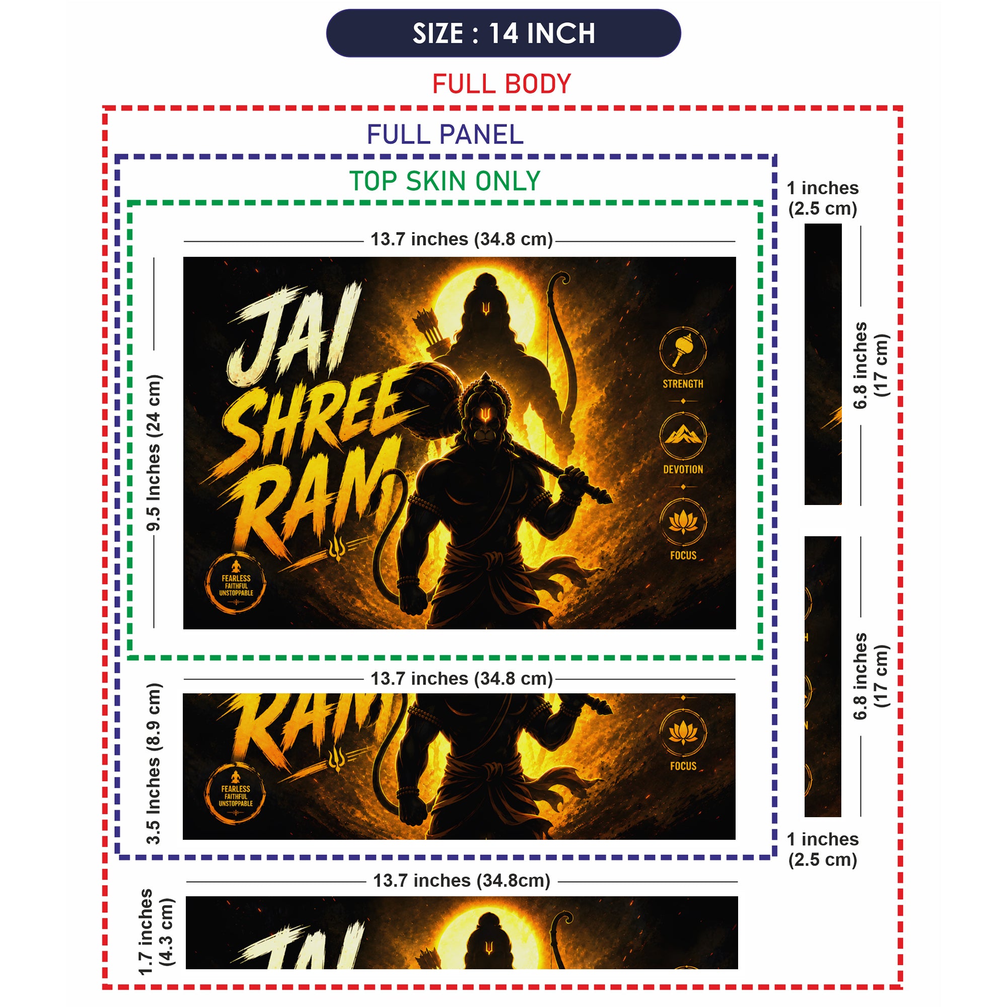 Spiritual Hindu Hanuman Jai Shree Ram Devotion Laptop Skin - View 7