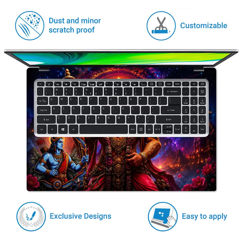 Spiritual Hindu Hanuman Jai Shree Ram Laptop Skin - View 5