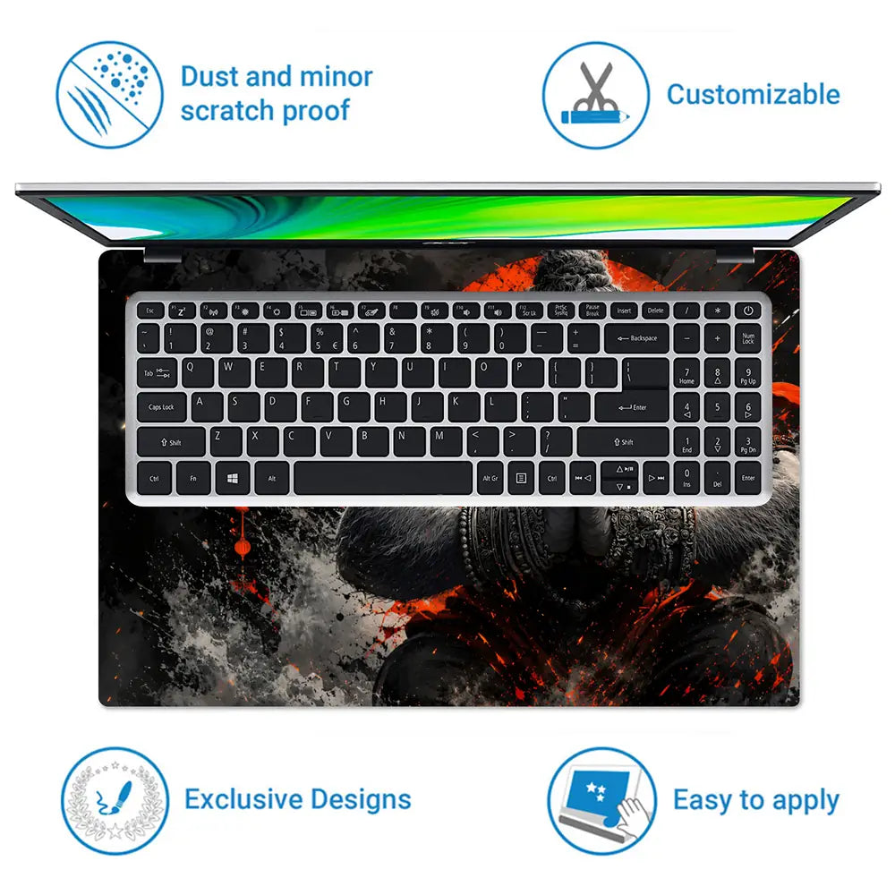 Spiritual Hindu Hanuman Jai Shree Ram Praying Laptop Skin - View 5