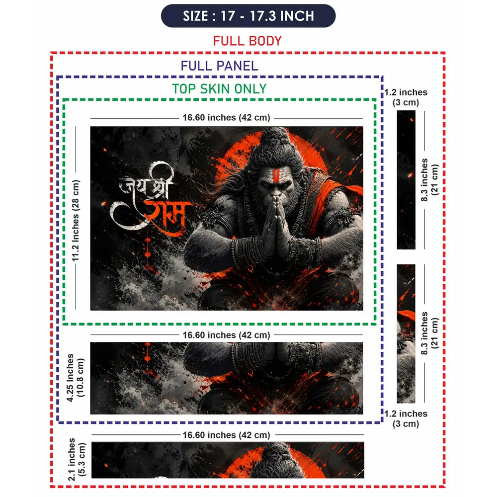 Spiritual Hindu Hanuman Jai Shree Ram Praying Laptop Skin - View 9