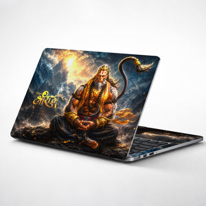Spiritual Hindu Hanuman Meditation Sunset Laptop Skin - View 1