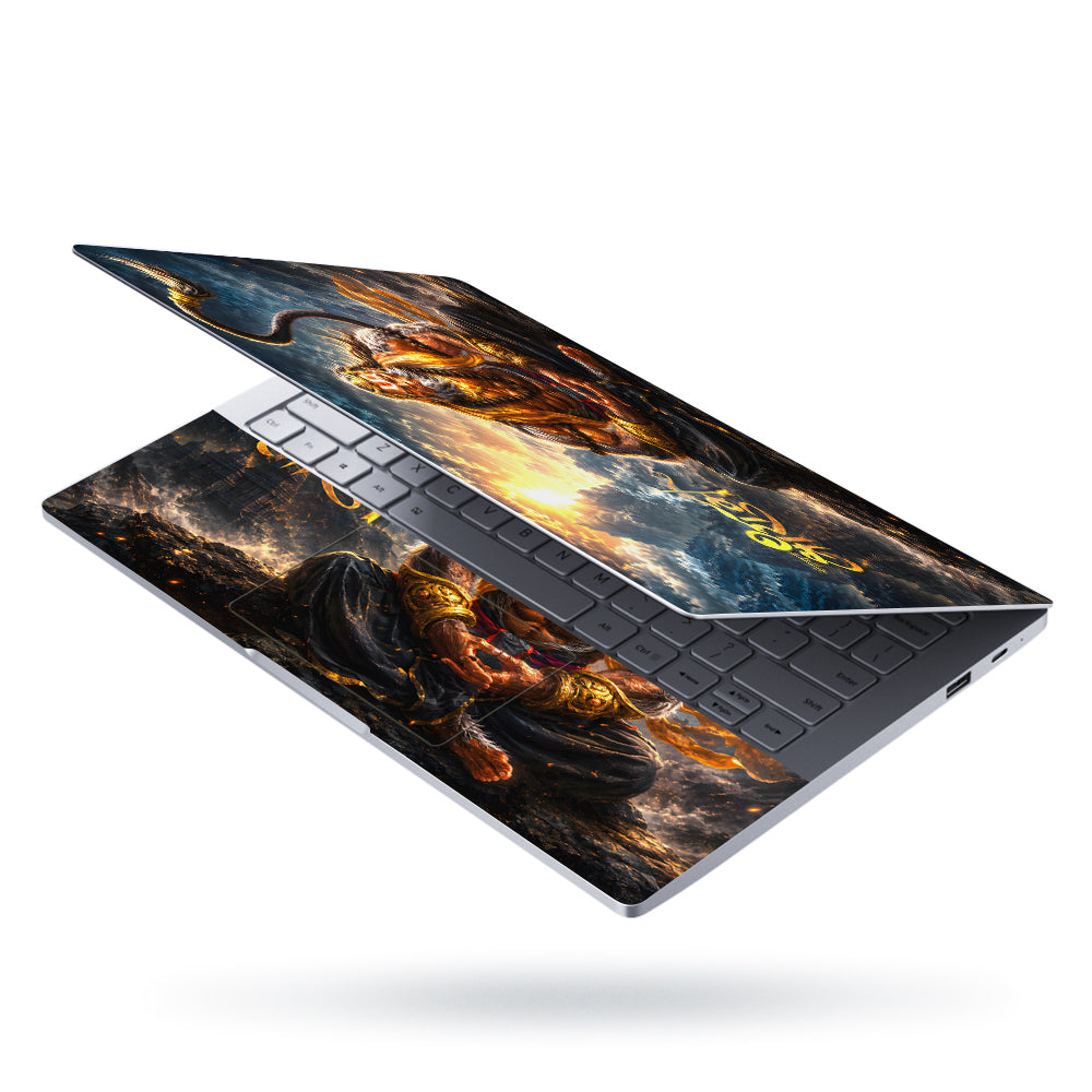 Spiritual Hindu Hanuman Meditation Sunset Laptop Skin - View 3