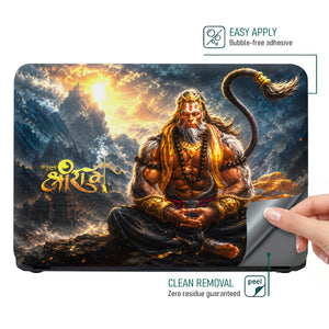 Spiritual Hindu Hanuman Meditation Sunset Laptop Skin - View 4