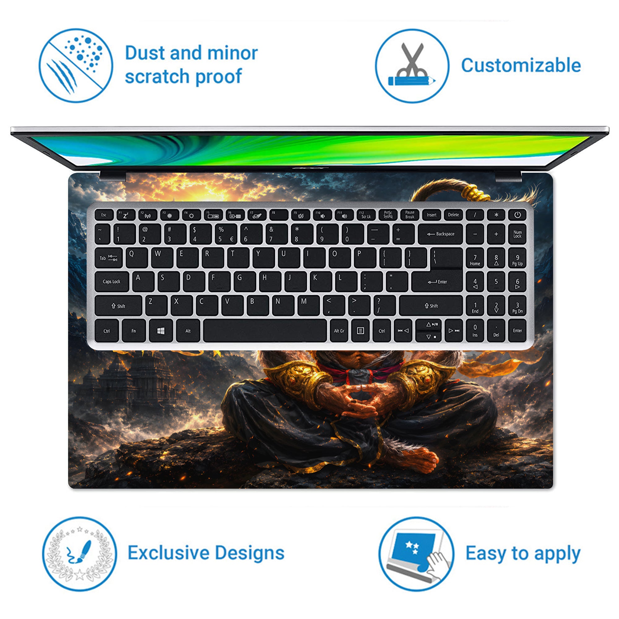 Spiritual Hindu Hanuman Meditation Sunset Laptop Skin - View 5