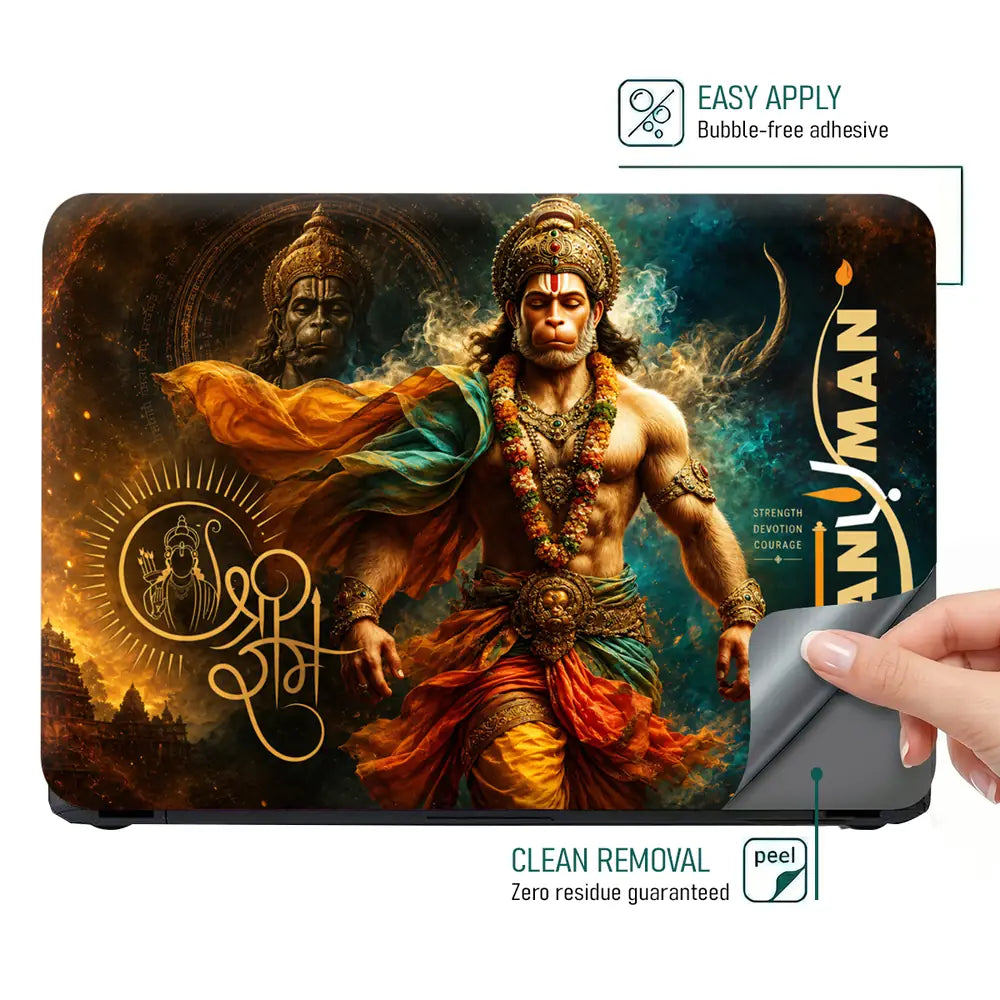 Spiritual Hindu Hanuman Strength Devotion Courage Laptop Skin - View 4