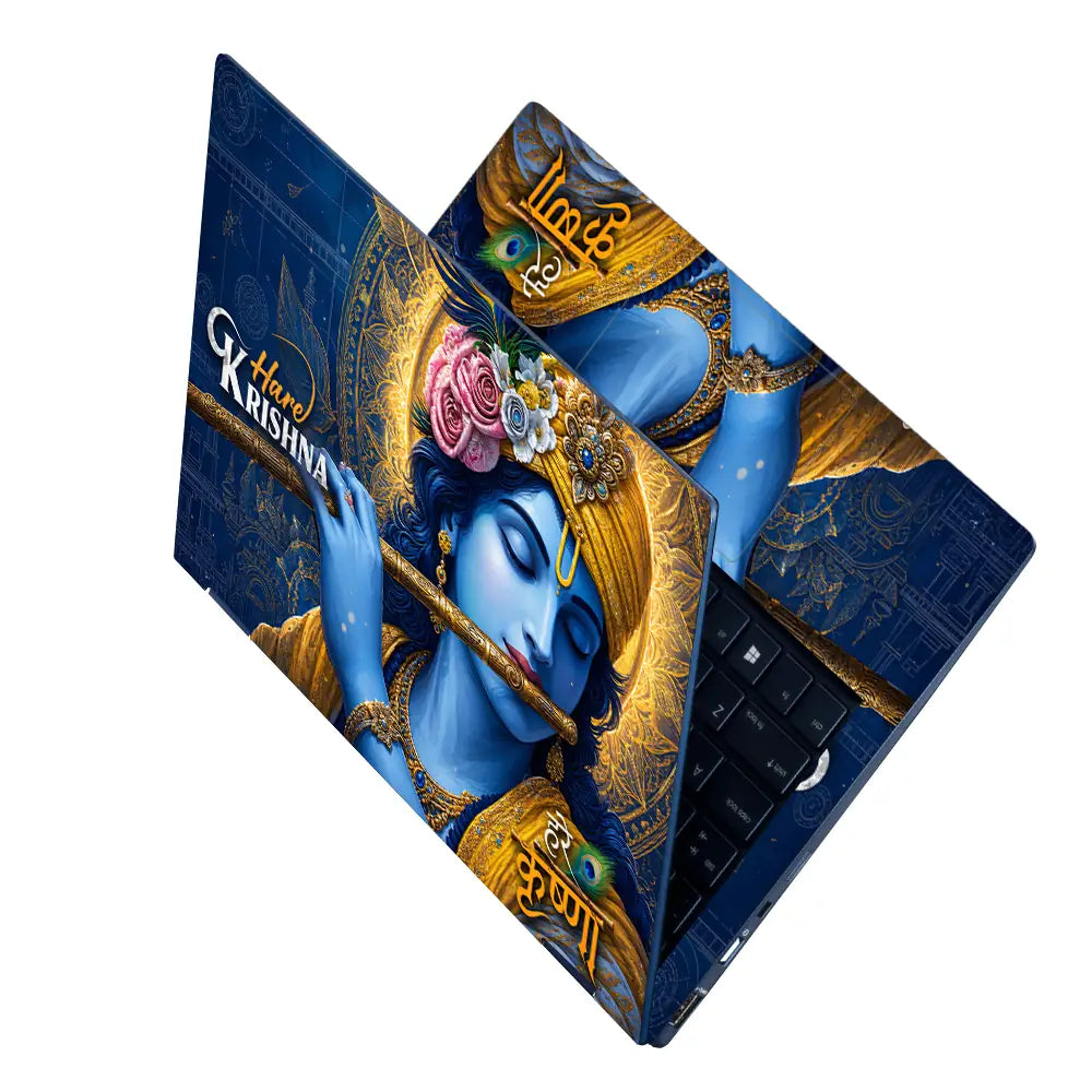 Spiritual Hindu Krishna Flute Laptop Skin - View 2
