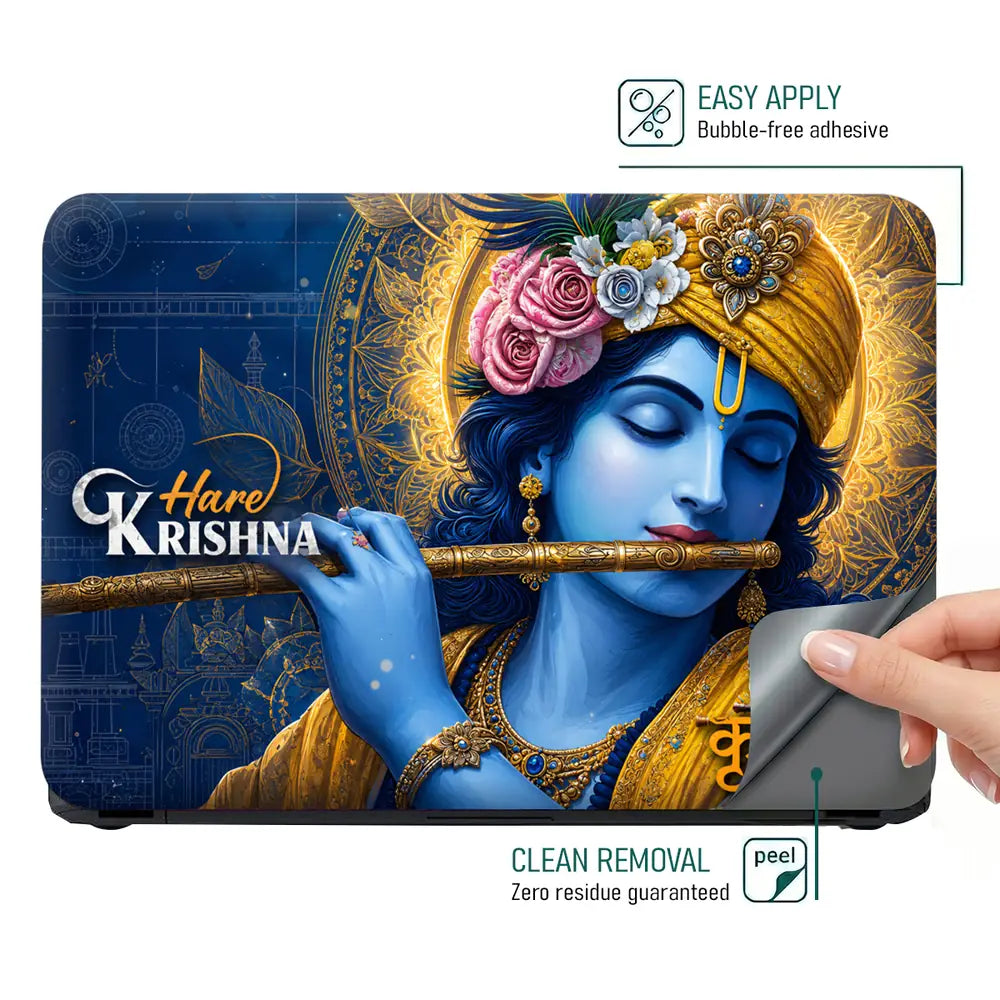 Spiritual Hindu Krishna Flute Laptop Skin - View 4