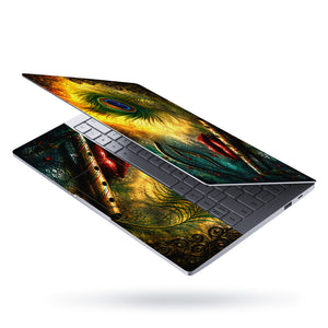 Spiritual Hindu Krishna Flute Peacock Lips Laptop Skin - View 3