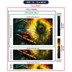 Spiritual Hindu Krishna Flute Peacock Lips Laptop Skin - View 8