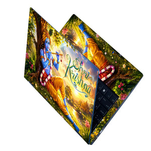 Spiritual Hindu Krishna Flute Sunrise Tree Laptop Skin - View 2