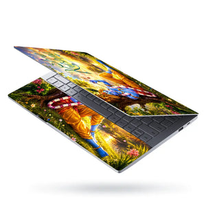 Spiritual Hindu Krishna Flute Sunrise Tree Laptop Skin - View 3