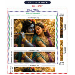 Spiritual Hindu Radha Krishna Embrace Floral Laptop Skin - View 6