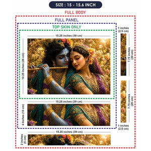 Spiritual Hindu Radha Krishna Embrace Floral Laptop Skin - View 8