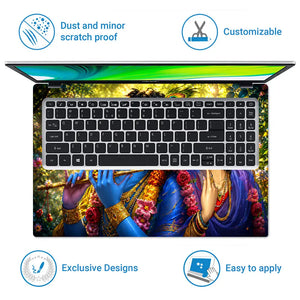Spiritual Hindu Radha Krishna Garden Butterflies Laptop Skin - View 5