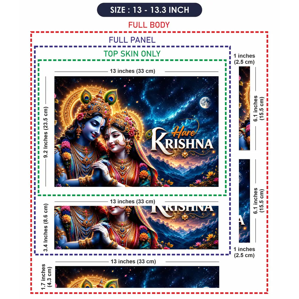 Spiritual Hindu Radha Krishna Hare Laptop Skin - View 6