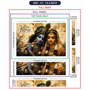 Spiritual Hindu Radha Krishna Vintage Floral Laptop Skin - View 6
